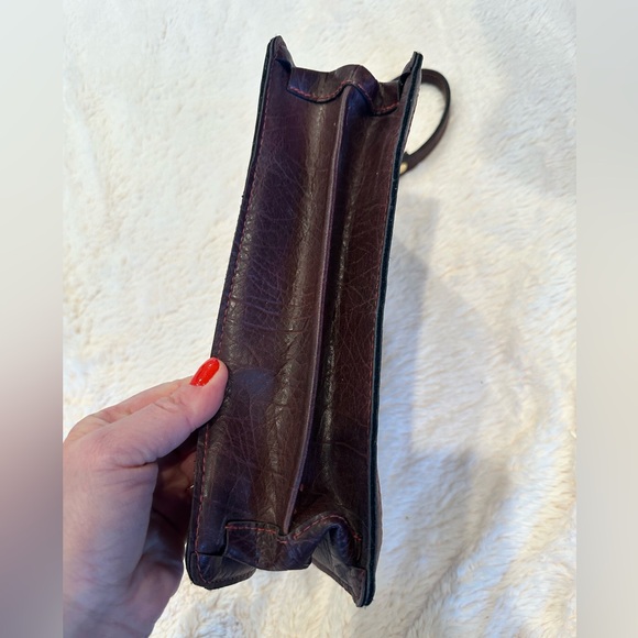 Etienne Aigner Woven Leather Handbag Vintage Wristlet Clutch Burgundy purse - Picture 8 of 14